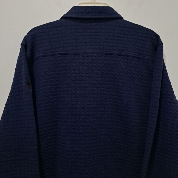 Peter Millar Navy Quad Quilted Knit Minimalist Preppy Button Down Jacket Large - Picture 15 of 16